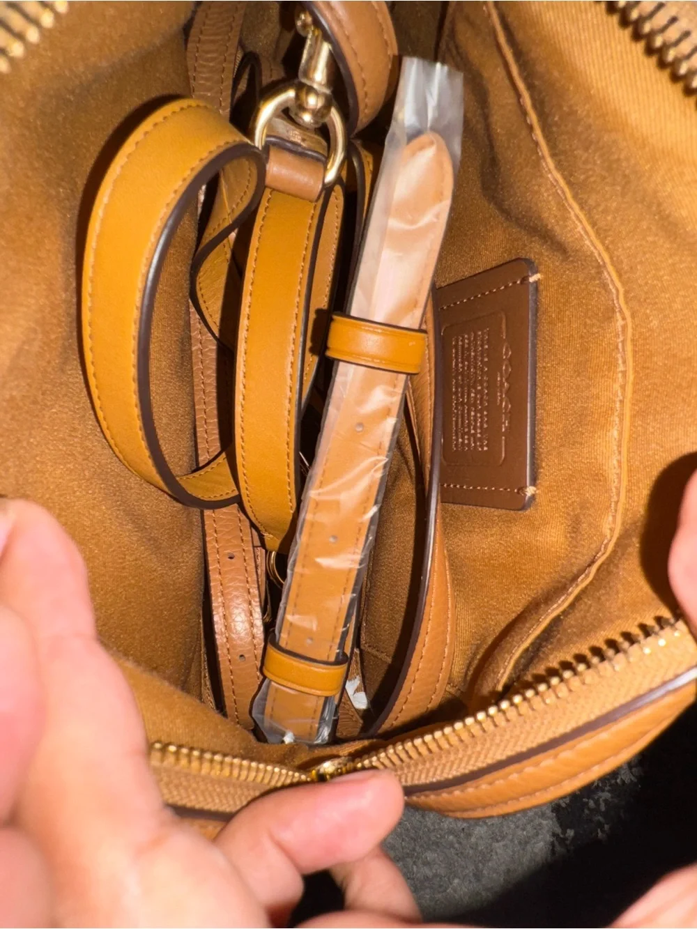 Coach Pebbled Leather Toiletry Pouch in Tan